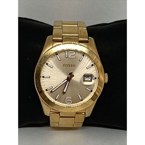 Fossil ES3587 Women Gold Stainless Steel Rose Gold Analog Dial Wrist Watch GE410 - Picture 3 of 12